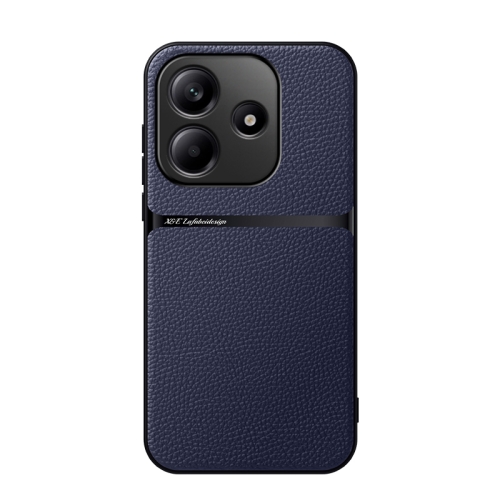 

For Redmi Note 14 5G Litchi Leather Magnetic Full Coverage Shockproof Phone Case(Navy Blue)