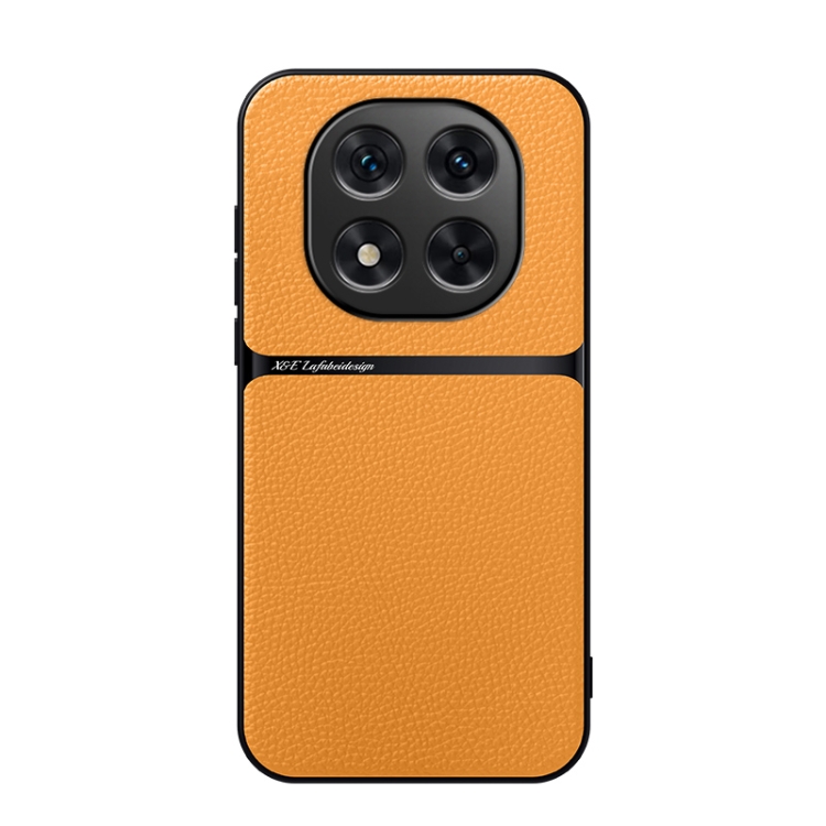 

For Redmi Note 14 Pro 5G Litchi Leather Magnetic Full Coverage Shockproof Phone Case(Yellow)