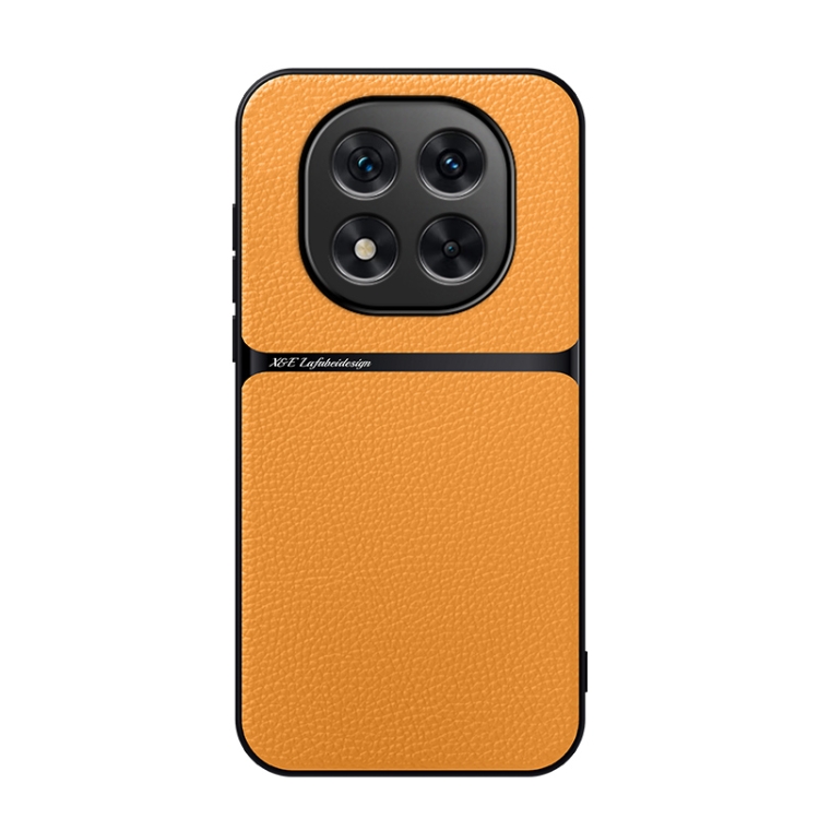 

For Redmi Note 14 Pro+ 5G Litchi Leather Magnetic Full Coverage Shockproof Phone Case(Yellow)