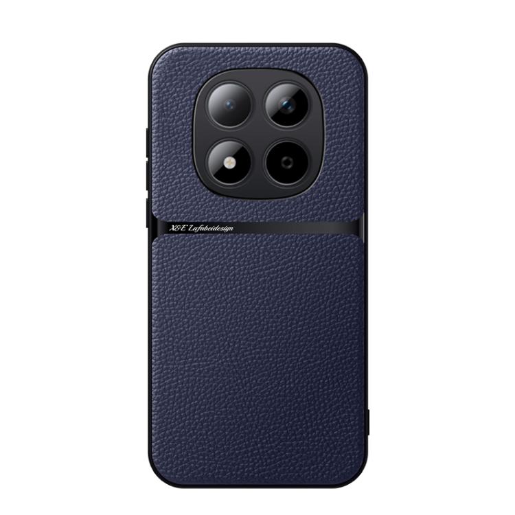 

For Redmi Note 15 Pro 5G Global 163.6mm Litchi Leather Magnetic Full Coverage Shockproof Phone Case(Navy Blue)