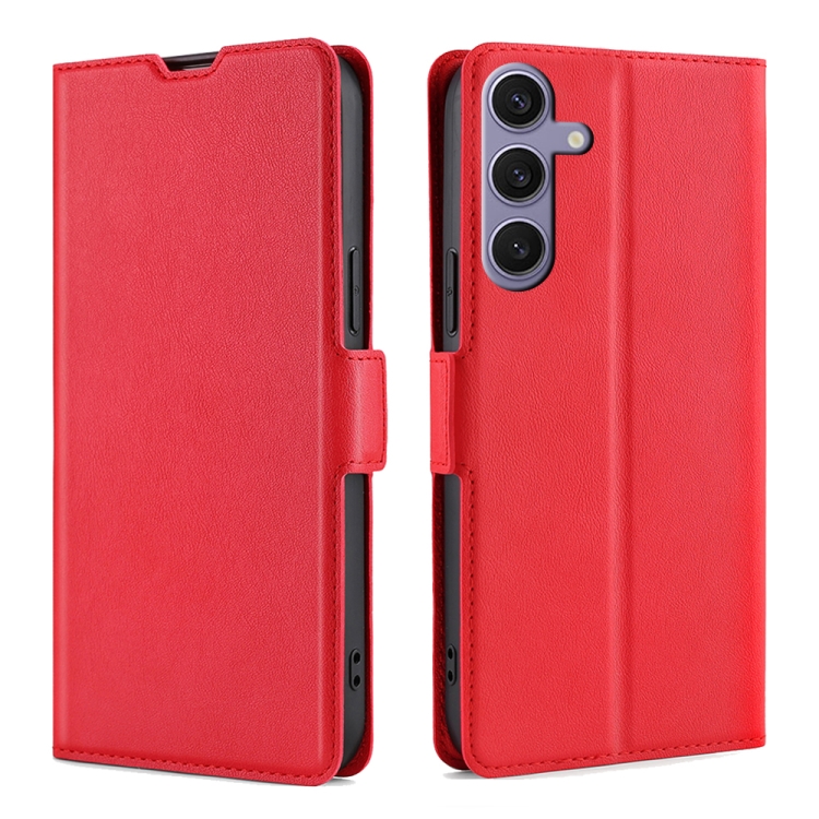 

For Samsung Galaxy S25+ 5G Ultra-thin Voltage Side Buckle Horizontal Flip Leather Phone Case(Red)