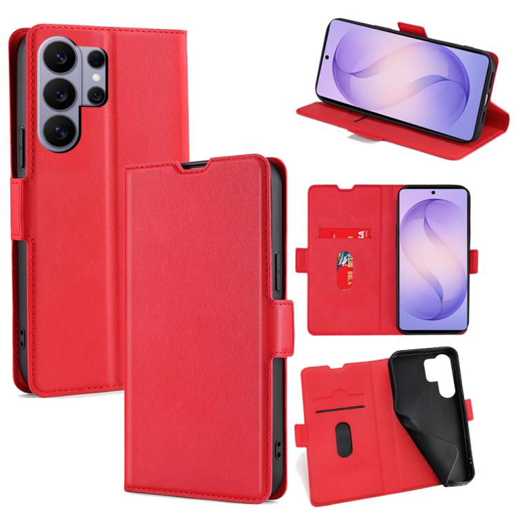 

For Samsung Galaxy S26 Ultra 5G Ultra-thin Voltage Side Buckle Horizontal Flip Leather Phone Case(Red)