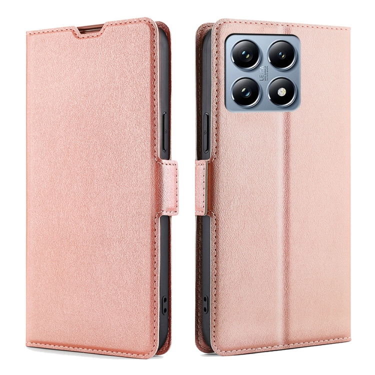 

For Xiaomi 14T Pro 5G Ultra-thin Voltage Side Buckle Horizontal Flip Leather Phone Case(Rose Gold)