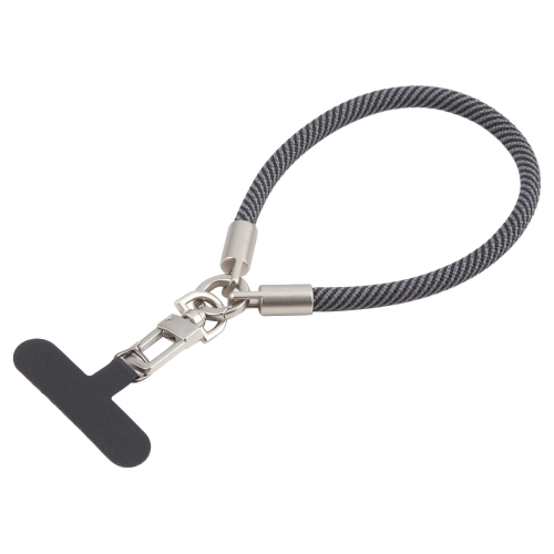 

Pearl Silver Metal Buckle Phone Wrist Strap Phone Short Lanyard(Black Grey)