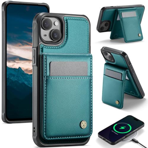 

For iPhone 13 JEEHOOD J06 British Style RFID MagSafe Card Bag PU Phone Case(Green)