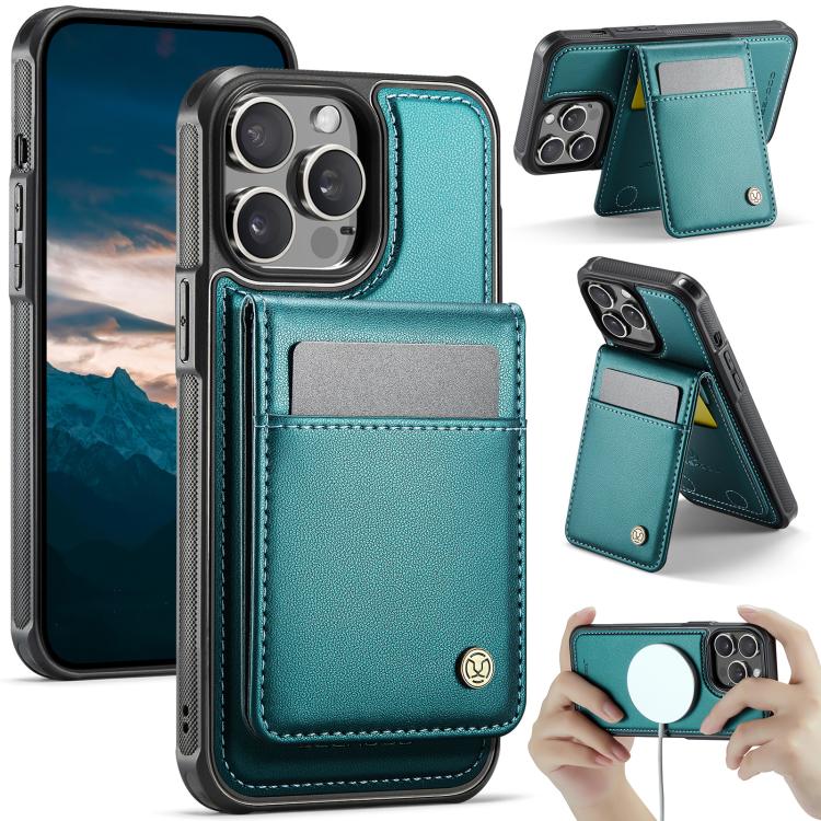 

For iPhone 12 Pro Max JEEHOOD J06 British Style RFID MagSafe Card Bag PU Phone Case(Green)