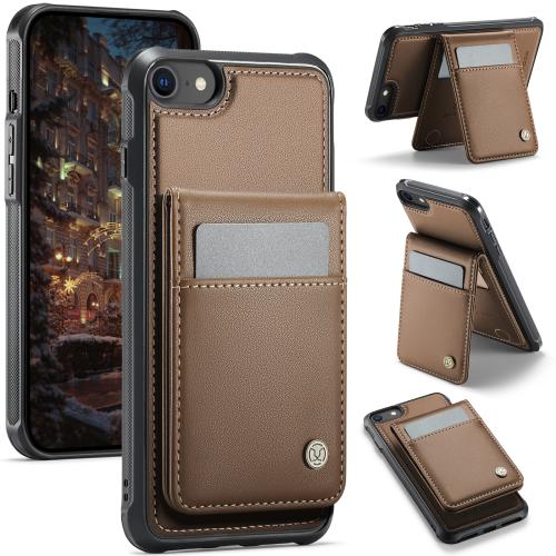 

For iPhone SE 2022 / SE 2020 / 8 JEEHOOD J06 British Style RFID MagSafe Card Bag PU Phone Case(Brown)