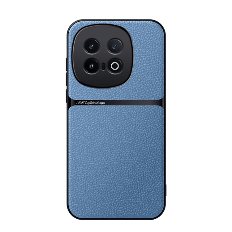 

For vivo iQOO 13 Litchi Leather Magnetic Full Coverage Shockproof Phone Case(Blue)