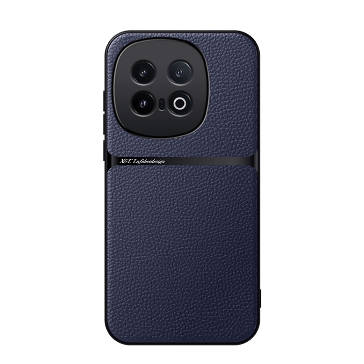 

For vivo iQOO 13 Litchi Leather Magnetic Full Coverage Shockproof Phone Case(Navy Blue)