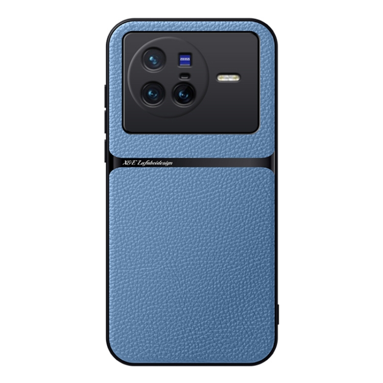 

For vivo X80 Litchi Leather Magnetic Full Coverage Shockproof Phone Case(Blue)