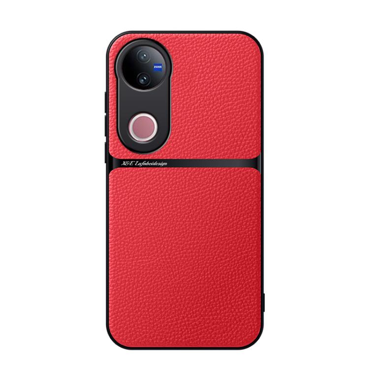 

For vivo V50 Litchi Leather Magnetic Full Coverage Shockproof Phone Case(Red)