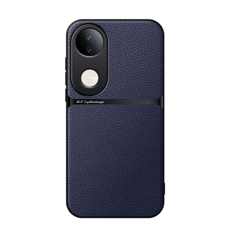 

For vivo S20 Litchi Leather Magnetic Full Coverage Shockproof Phone Case(Navy Blue)