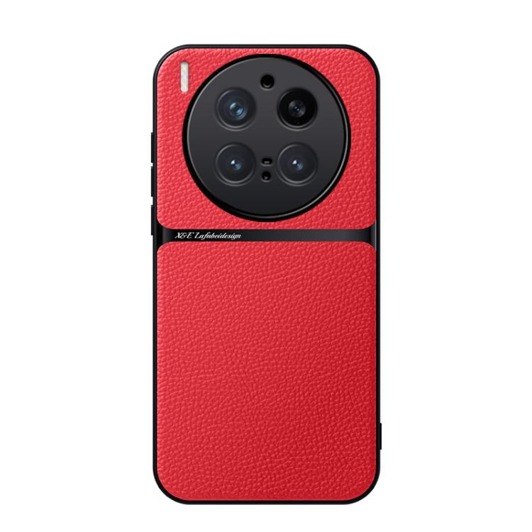 For vivo X300 Pro Litchi Leather Magnetic Full Coverage Shockproof Phone Case(Red)