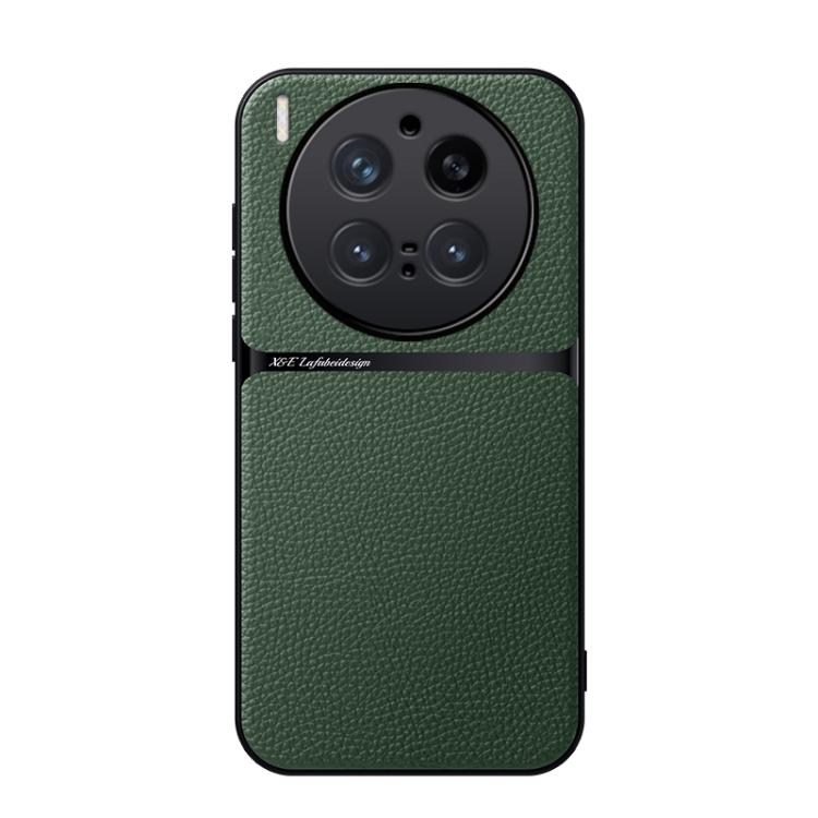 

For vivo X300 Pro Litchi Leather Magnetic Full Coverage Shockproof Phone Case(Green)