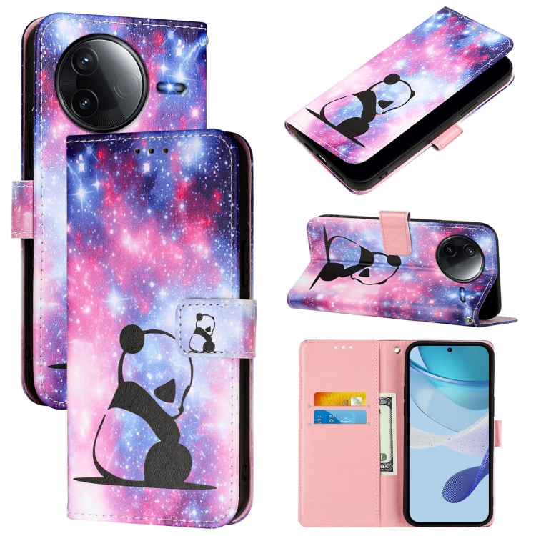 

For Redmi K80 / K80 Pro Colored Drawing Pattern Plain Weave Leather Phone Case(Baby Panda)