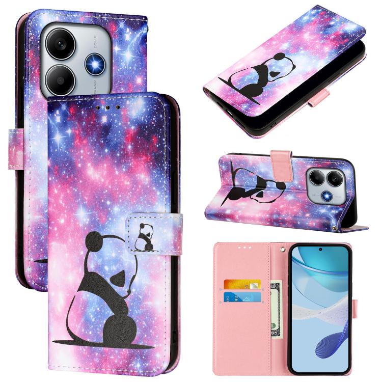

For Redmi Note 14 4G 163.25mm Colored Drawing Pattern Plain Weave Leather Phone Case(Baby Panda)