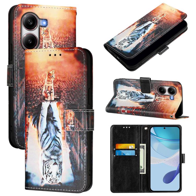 

For Redmi Turbo 4 Colored Drawing Pattern Plain Weave Leather Phone Case(Cats And Tigers)