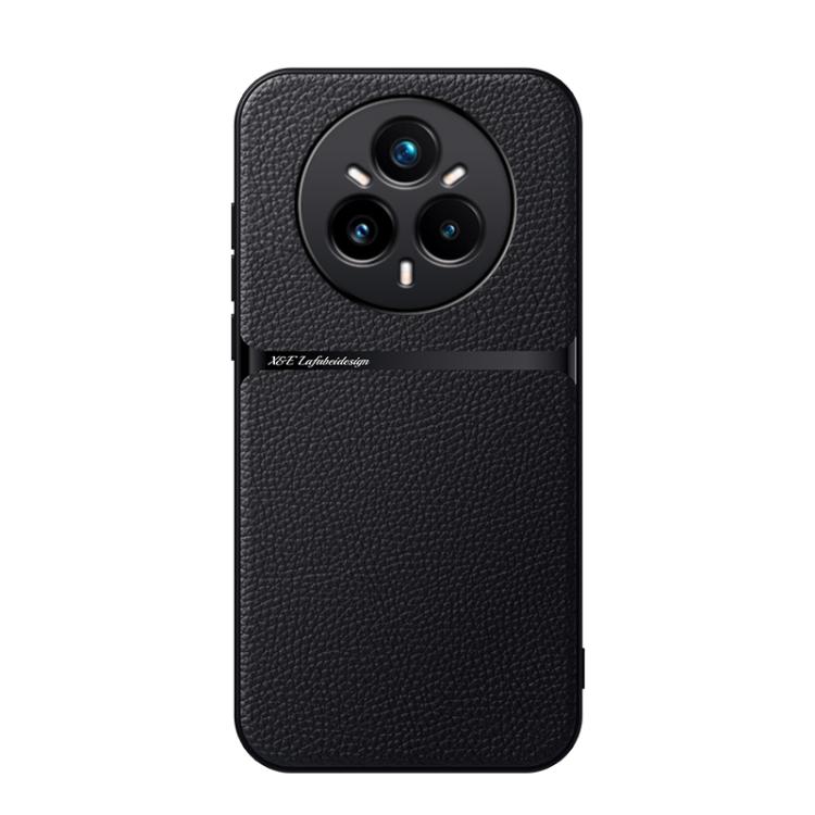 

For Realme 14 Pro+ Litchi Leather Magnetic Full Coverage Shockproof Phone Case(Black)