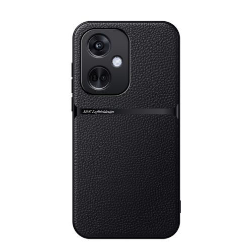 

For OPPO K11 / OnePlus Nord CE3 Litchi Leather Magnetic Full Coverage Shockproof Phone Case(Black)