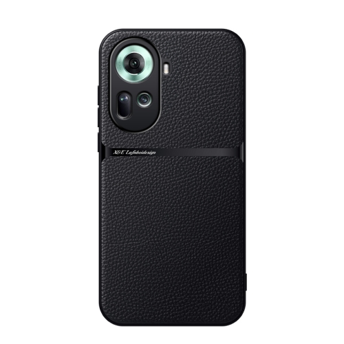 

For OPPO Reno11 Global Litchi Leather Magnetic Full Coverage Shockproof Phone Case(Black)