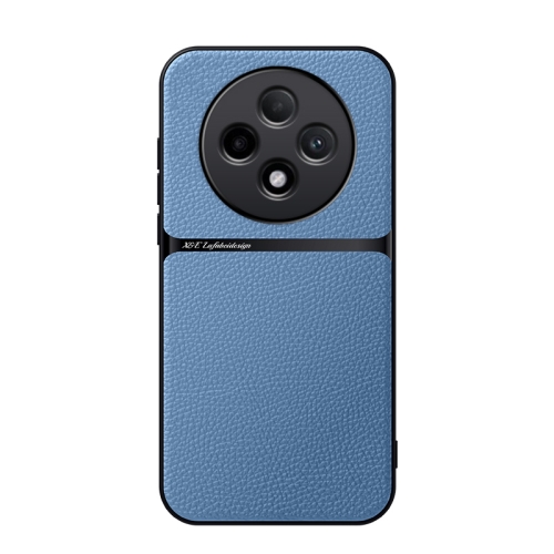 

For OPPO Reno12 F 5G Litchi Leather Magnetic Full Coverage Shockproof Phone Case(Blue)