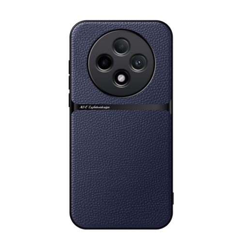 

For OPPO Reno12 F 5G Litchi Leather Magnetic Full Coverage Shockproof Phone Case(Navy Blue)