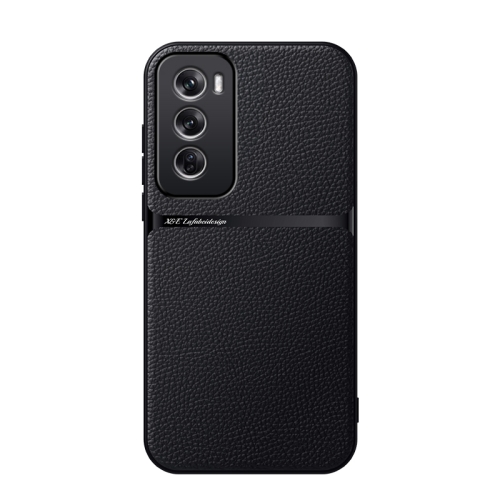 

For OPPO Reno12 Global Litchi Leather Magnetic Full Coverage Shockproof Phone Case(Black)