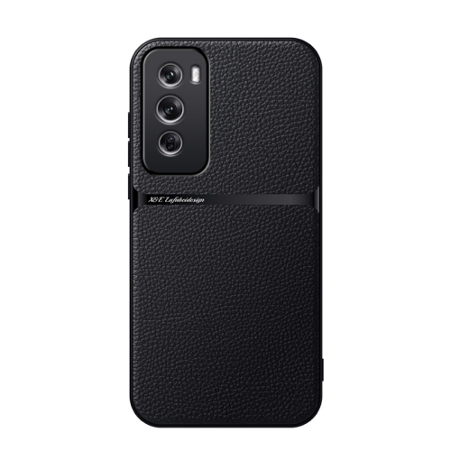 

For OPPO Reno12 Pro Global Litchi Leather Magnetic Full Coverage Shockproof Phone Case(Black)