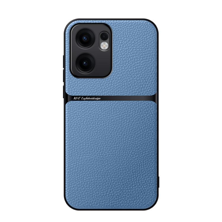 

For OPPO Reno13 F 5G Litchi Leather Magnetic Full Coverage Shockproof Phone Case(Blue)