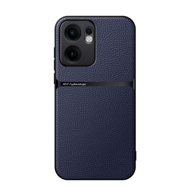 

For OPPO Reno13 F 5G Litchi Leather Magnetic Full Coverage Shockproof Phone Case(Navy Blue)
