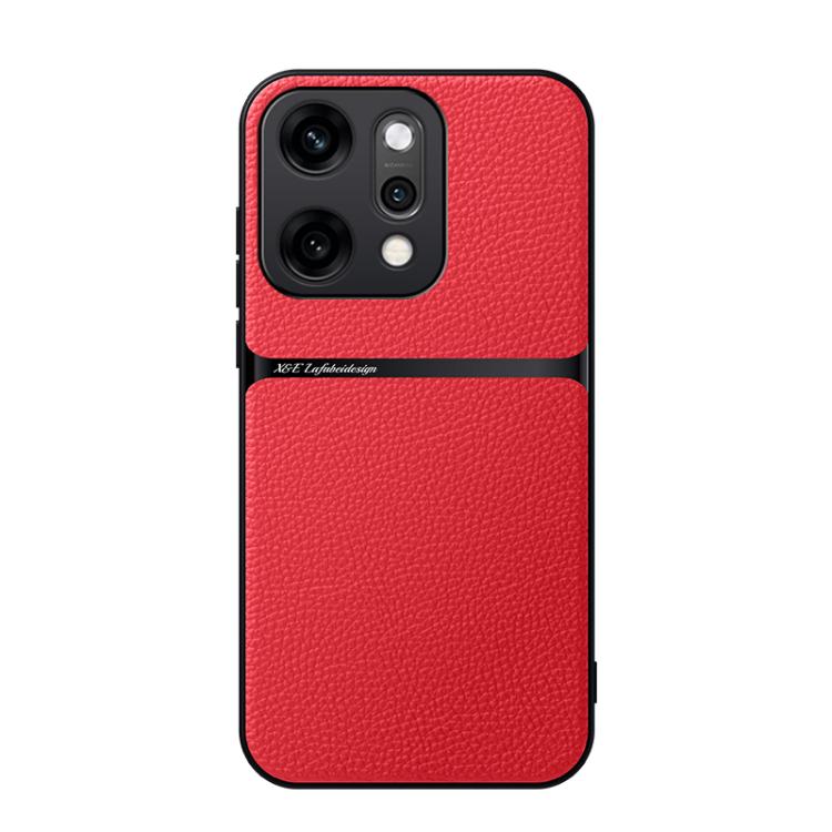 

For OPPO Reno14 Pro Global Litchi Leather Magnetic Full Coverage Shockproof Phone Case(Red)