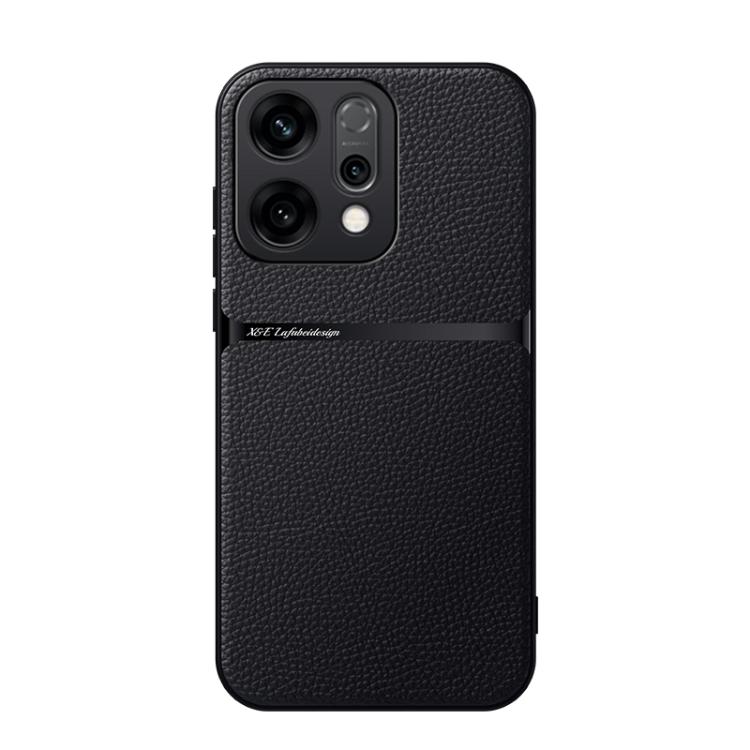 

For OPPO Reno14 Global Litchi Leather Magnetic Full Coverage Shockproof Phone Case(Black)