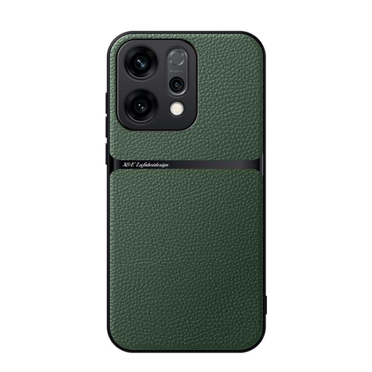 

For OPPO Reno14 Global Litchi Leather Magnetic Full Coverage Shockproof Phone Case(Green)