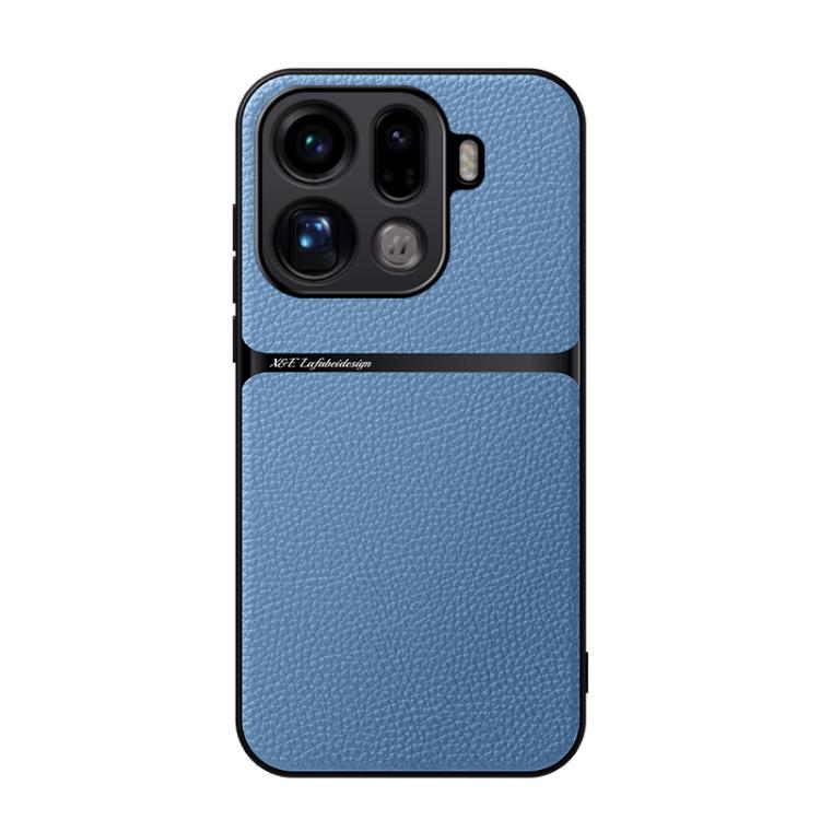 

For OPPO Find X9 Pro Litchi Leather Magnetic Full Coverage Shockproof Phone Case(Blue)