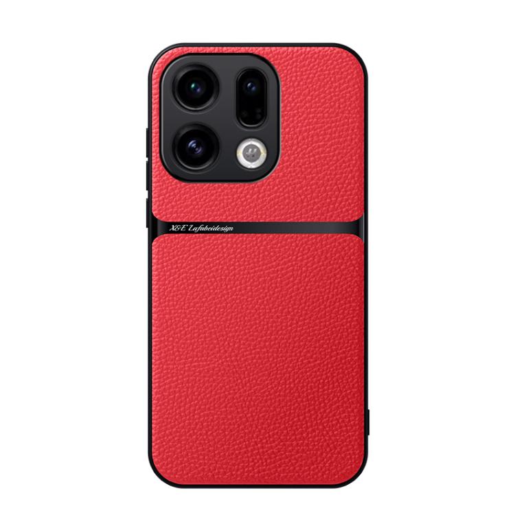 

For OPPO Find X9 Litchi Leather Magnetic Full Coverage Shockproof Phone Case(Red)