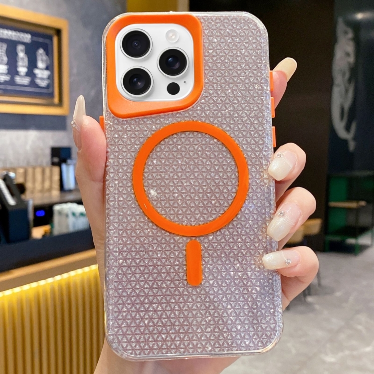 

For iPhone 12 Pro Max Blade Glitter MagSafe Phone Case(Orange)
