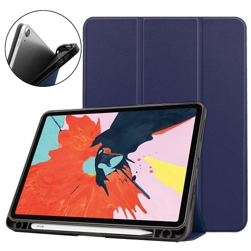 For iPad Air 2022 / 2020 10.9 Custer Texture TPU Horizontal Flip Leather Case with Sleep / Wake-up Function & Three-folding Holder & Pen Slot(Dark Blue), 6922009713685  - buy with discount