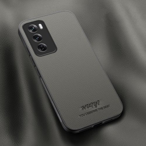 

For OPPO Reno12 5G Global HUIYI Leather Magnetic Phone Case(Grey)