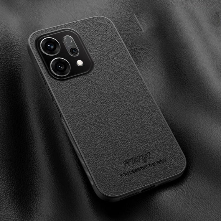 For OPPO Reno14 Global HUIYI Leather Magnetic Phone Case(Black)