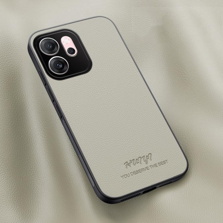 For OPPO Reno14 F 5G HUIYI Leather Magnetic Phone Case(White)