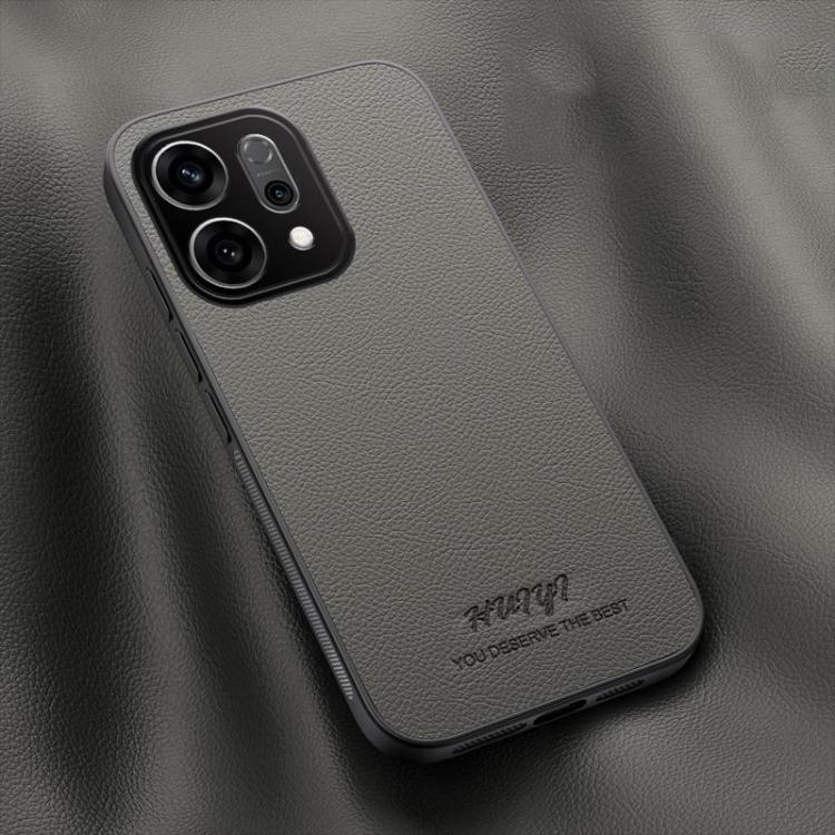 For OPPO Reno14 Pro Global HUIYI Leather Magnetic Phone Case(Grey)