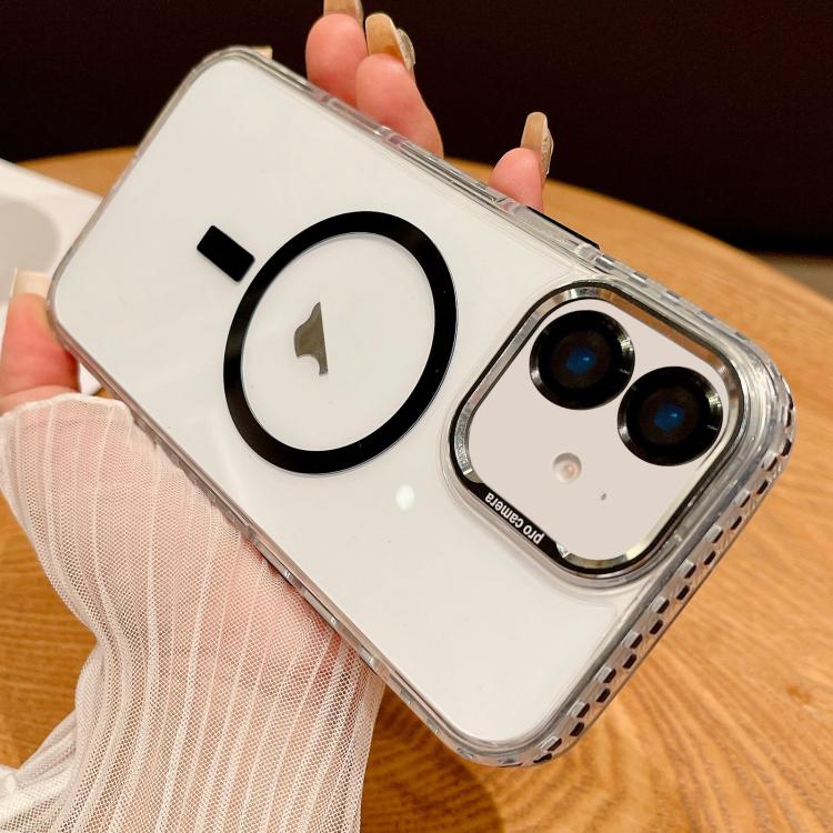 

For iPhone 12 Transparent MagSafe Phone Case with Lens Film(Black)