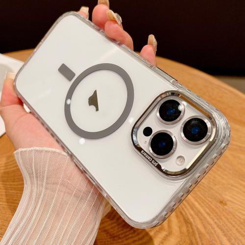 

For iPhone 16 Pro Transparent MagSafe Phone Case with Lens Film(Grey)