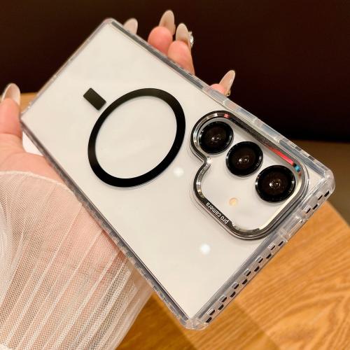 

For Samsung Galaxy S24 5G Transparent MagSafe Phone Case with Lens Film(Black)