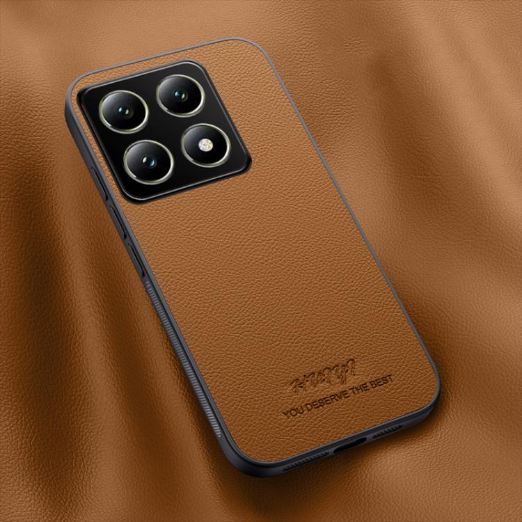 

For Xiaomi 14T Pro HUIYI Leather Magnetic Phone Case(Brown)