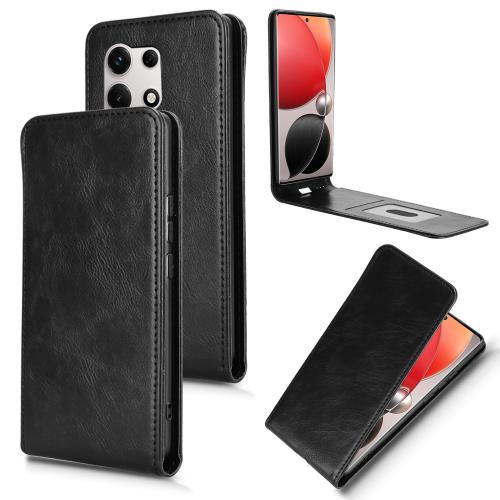 

For itel S25 Ultra Magnetic Vertical Flip Leather Phone Case(Black)