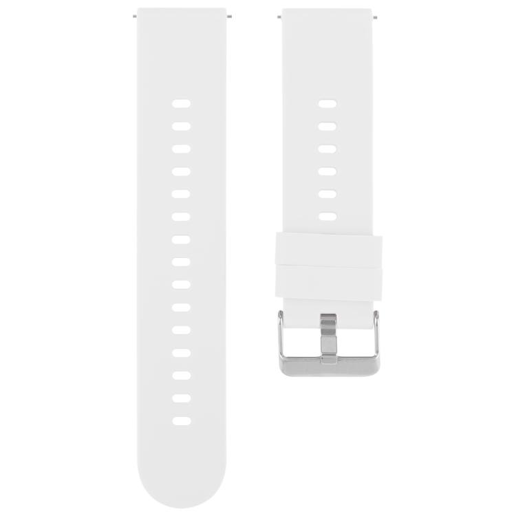 

20mm Solid Color Steel Buckle Silicone Watch Band(White)