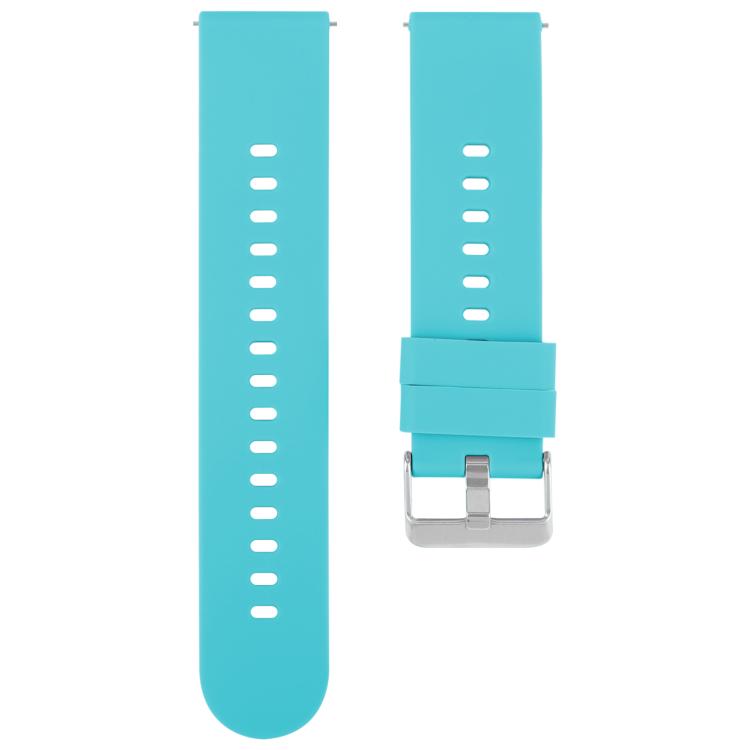

20mm Solid Color Steel Buckle Silicone Watch Band(Lake Blue)