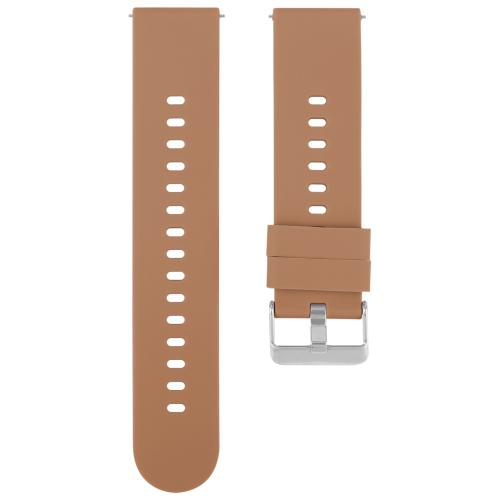 

22mm Solid Color Steel Buckle Silicone Watch Band(Brown)