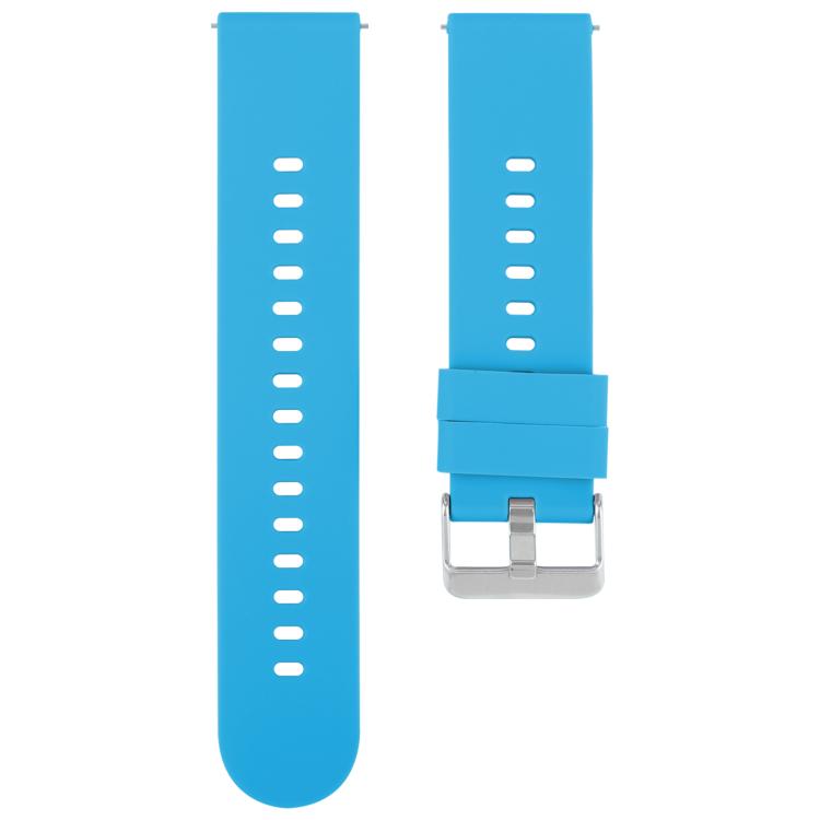 

22mm Solid Color Steel Buckle Silicone Watch Band(Blue)